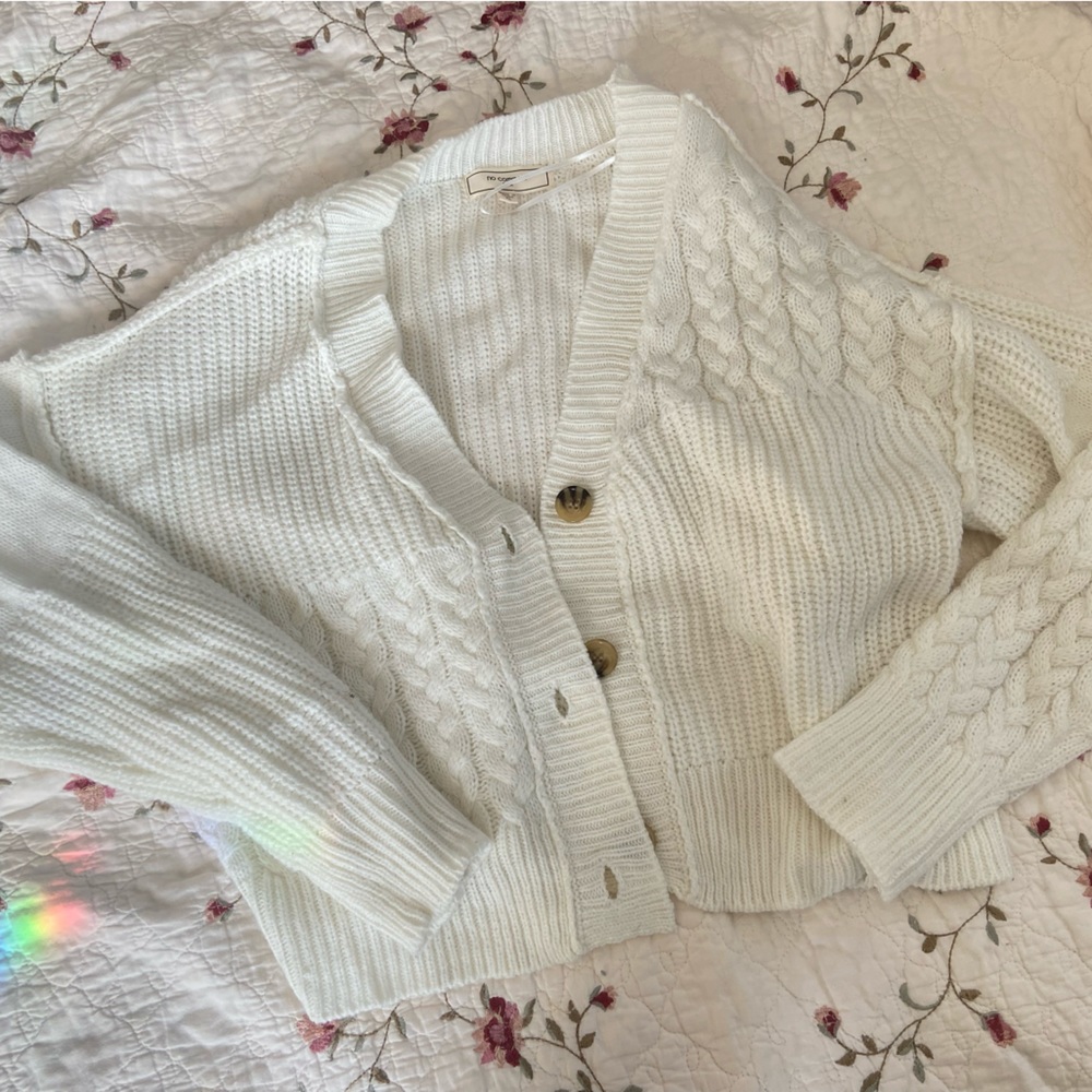 White cropped cardigan sweater